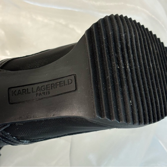 Karl Lagerfeld Paris Women's Blayze Peep Toe Boot Ankle 6.5 Black - Picture 10 of 10